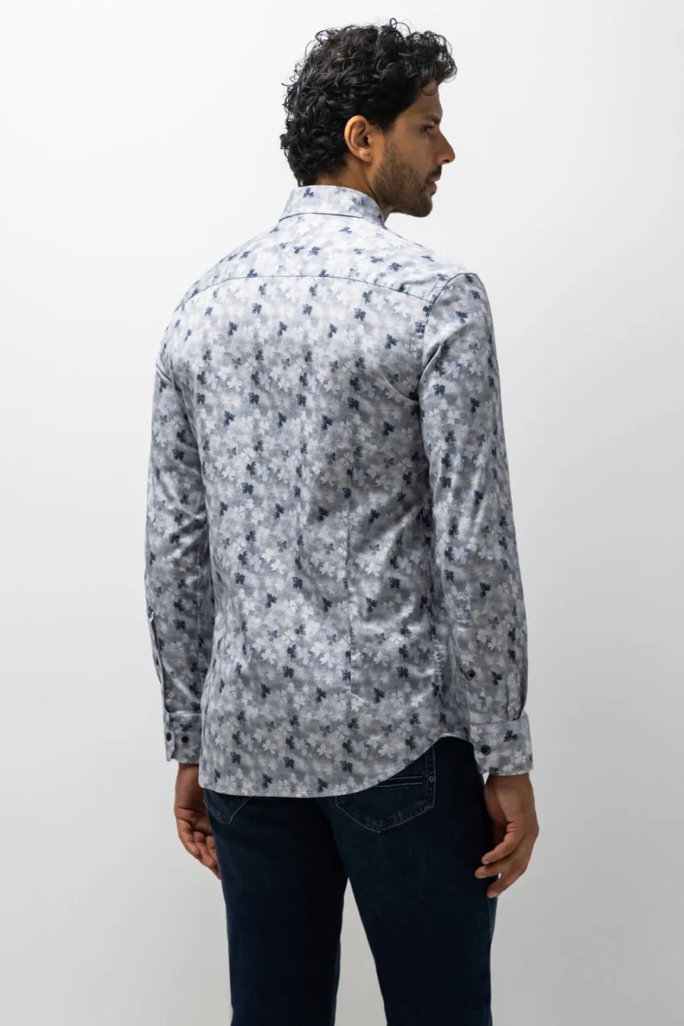 State Of Art regular fit casual overhemd met print - grijsblauw/midnight, foto 4