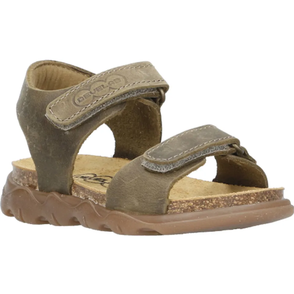 Develab leren sandalen kaki, foto 6