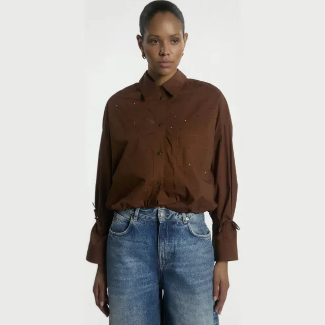 Aaiko blouse met strass bruin