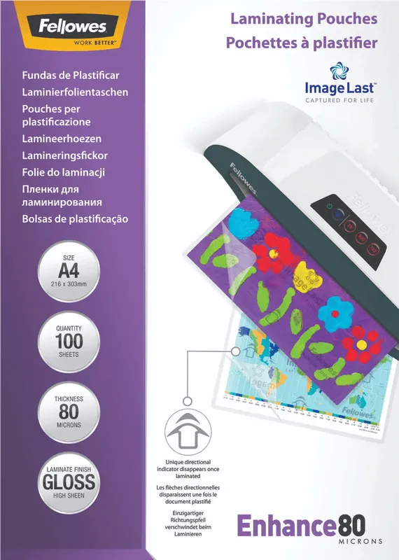 Fellowes Lamineerhoes fellowes a4 2x125micron glans 25 Stuks