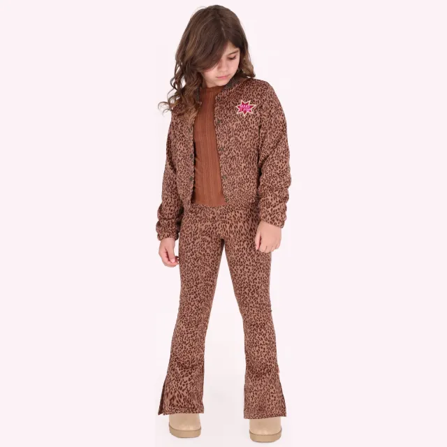 B.Nosy rechtvallend sweatvest met panterprint - bruin Bruin/donkerbruin