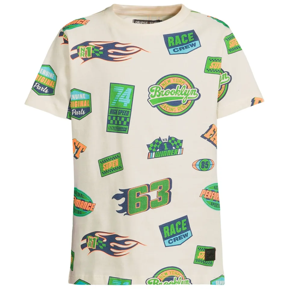 Orange Stars T-shirt wit met all-over print Offwhite/multicolor