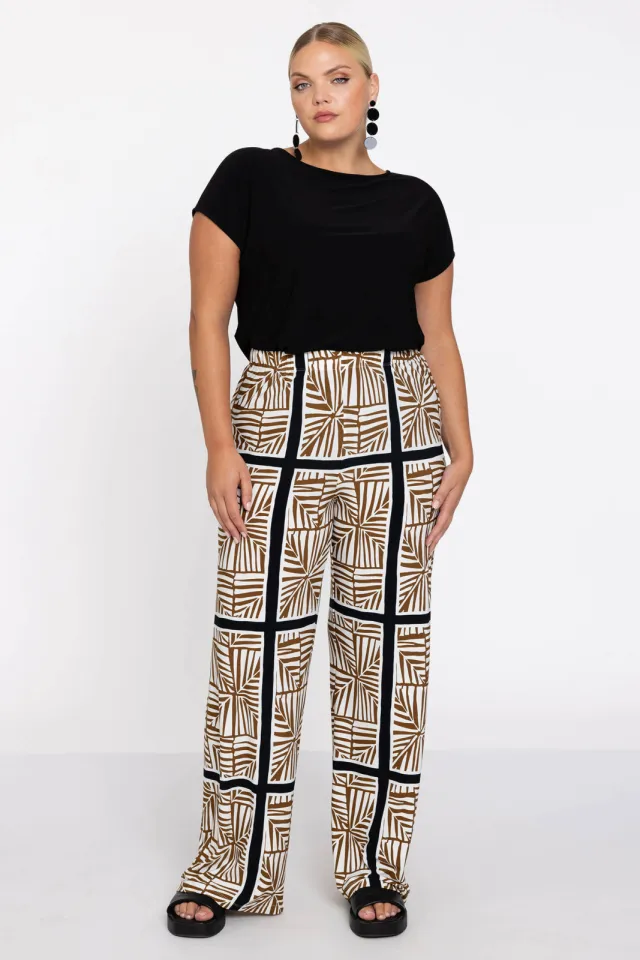 Yoek Tiles straight broek beige