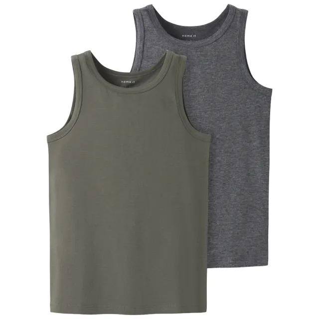 NAME IT KIDS hemd groen grijs (set van 2) Groen/grijs