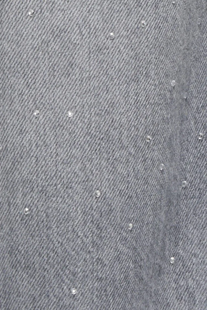 KIDS ONLY GIRL KOGCOBAIN wide leg jeans met strass-steentjes - grijs, foto 5
