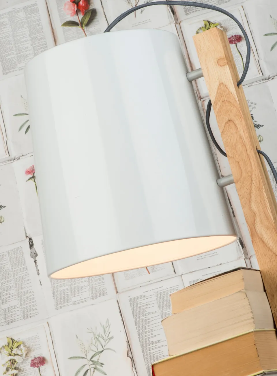 It's About Romi Vloerlamp ijzer/wood Cambridge v. boeken h.168cm/kap dia.30xh.32cm, naturel/wit, foto 6