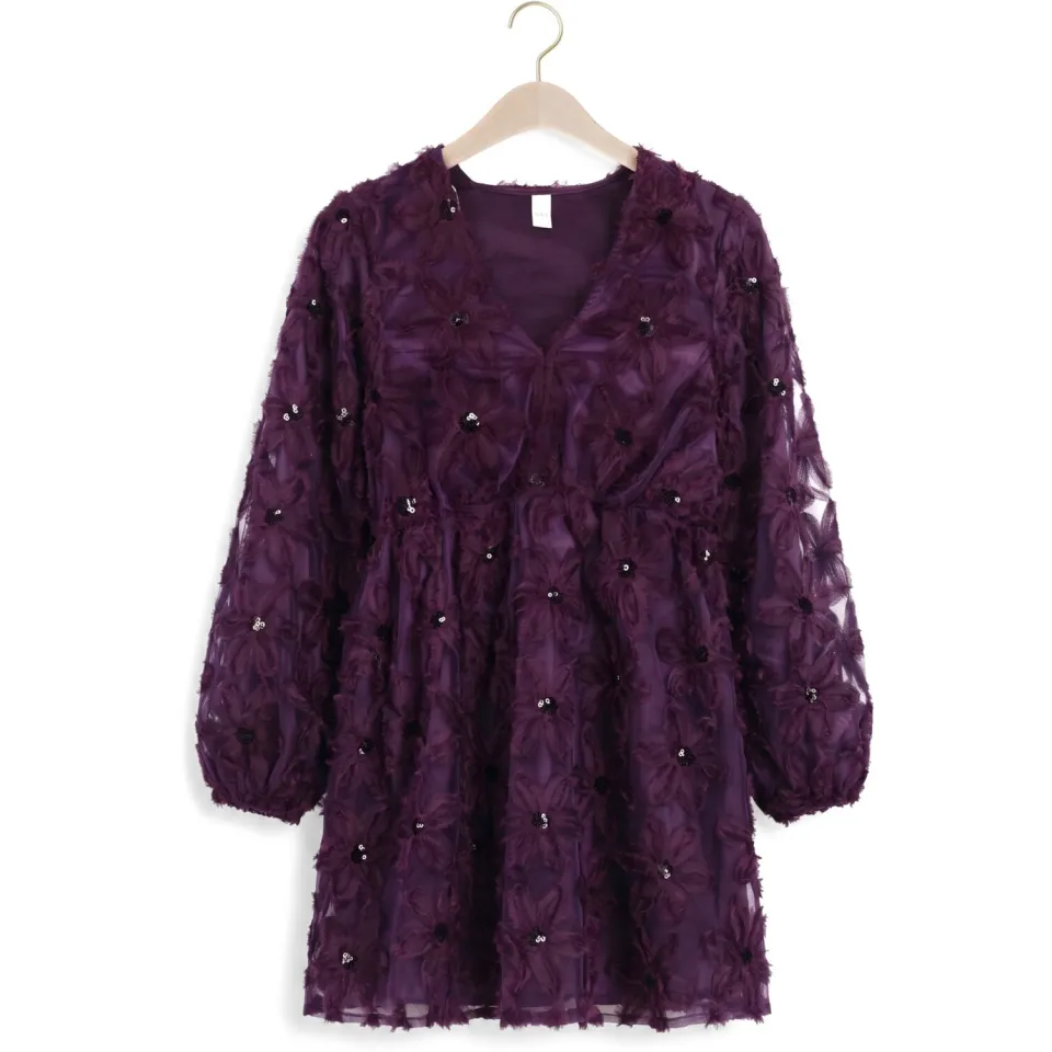 Y.A.S. YAS Yasfazilla glitterjurk donkerpaars paars, foto 2