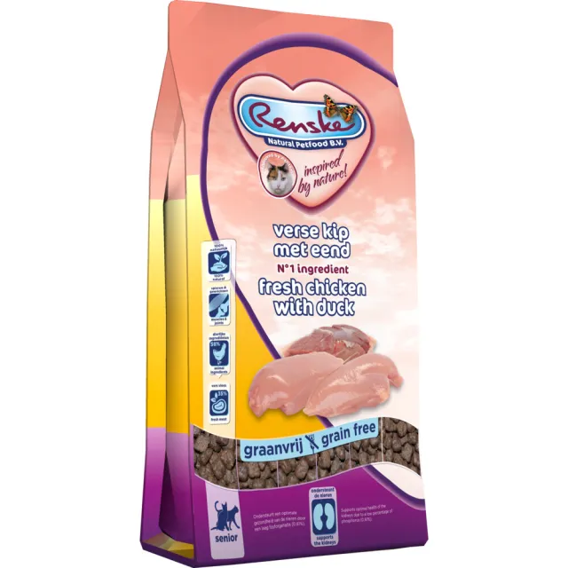 Renske Super Premium Senior kattenvoer kip & eend