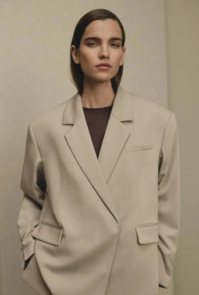 MSCH Copenhagen oversized blazer met wol - beige