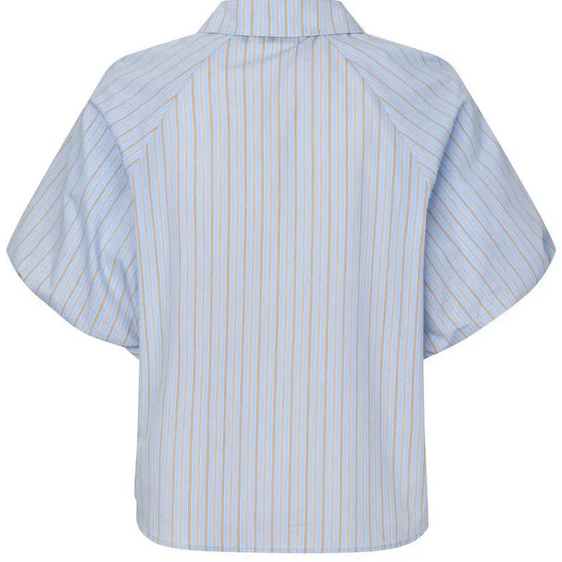 Modström blouse met krijtstreep lichtblauw, foto 3