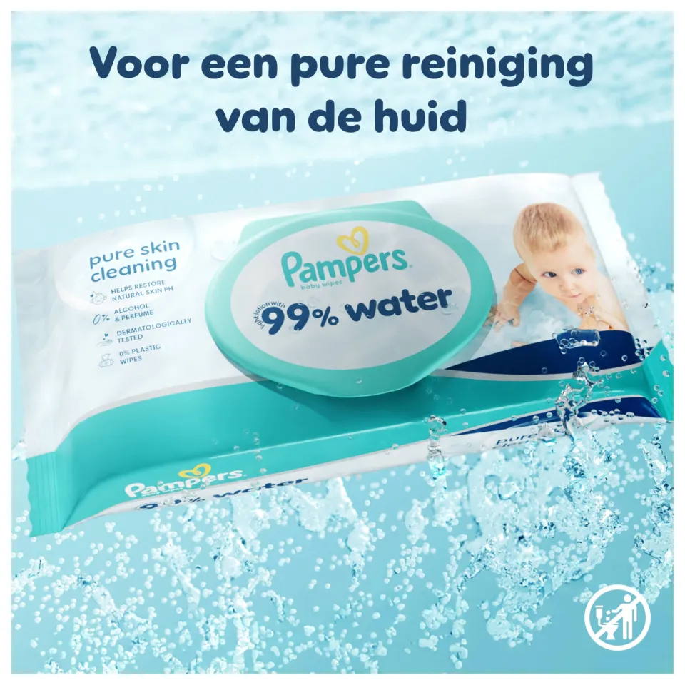 Pampers 99% Water billendoekjes - 15 x 60 doekjes, foto 4