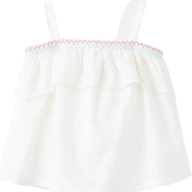 Mango top met borduursels en ruches wit, foto 2