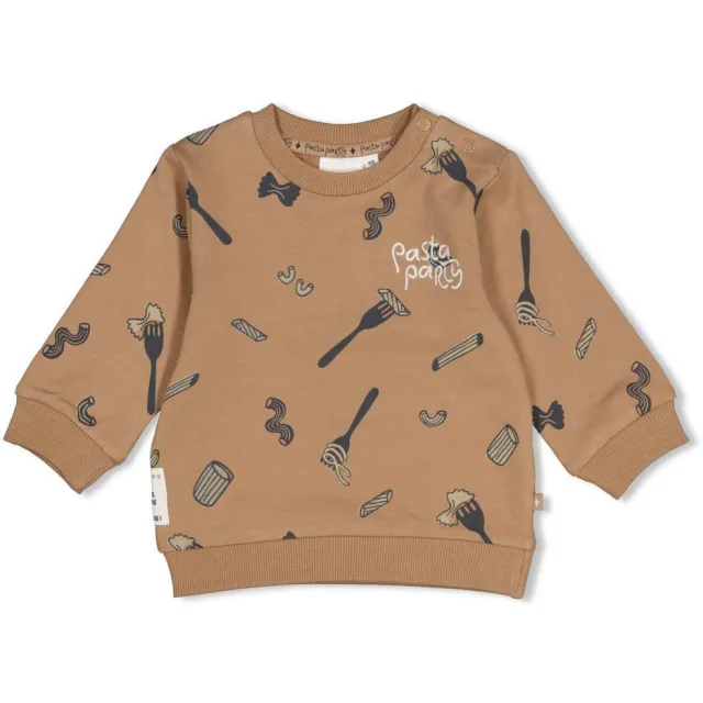 Feetje sweater met print - camel