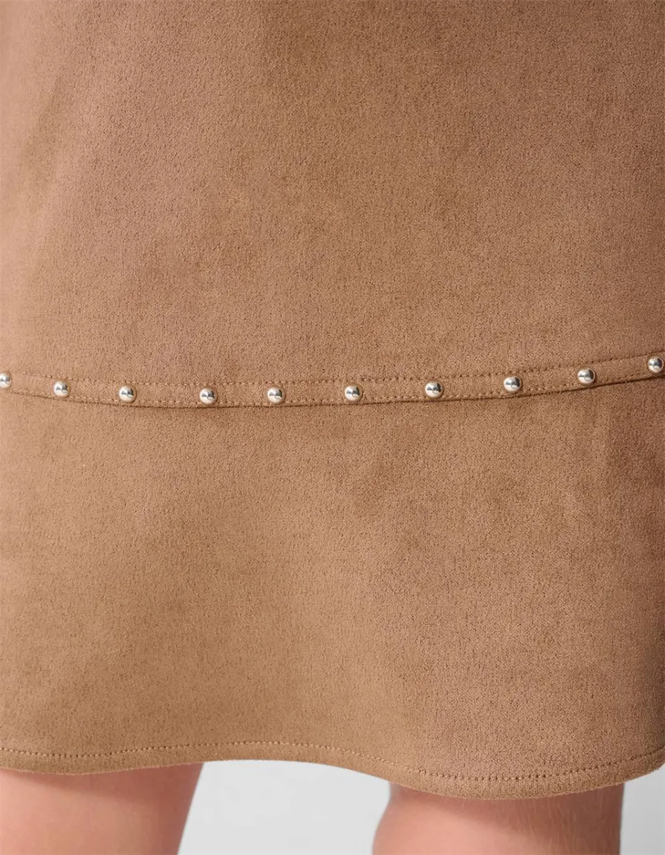 Shoeby suède midi jurk met studs lichtbruin, foto 7