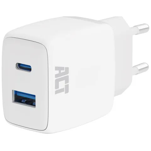 ACT AC2122 USB-C en USB-A oplader 20W wit
