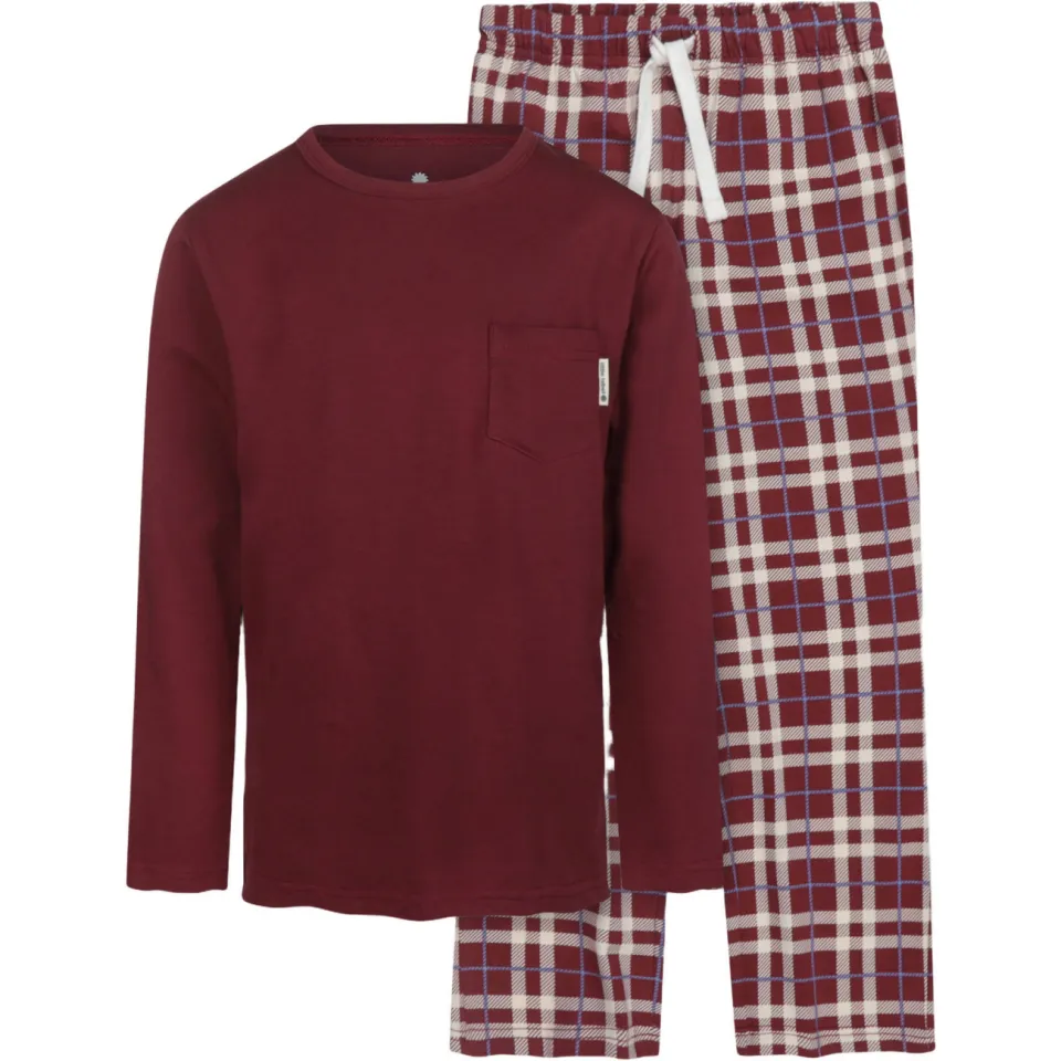 Little Label geruite pyjama met ronde hals donkerrood/wit, foto 2