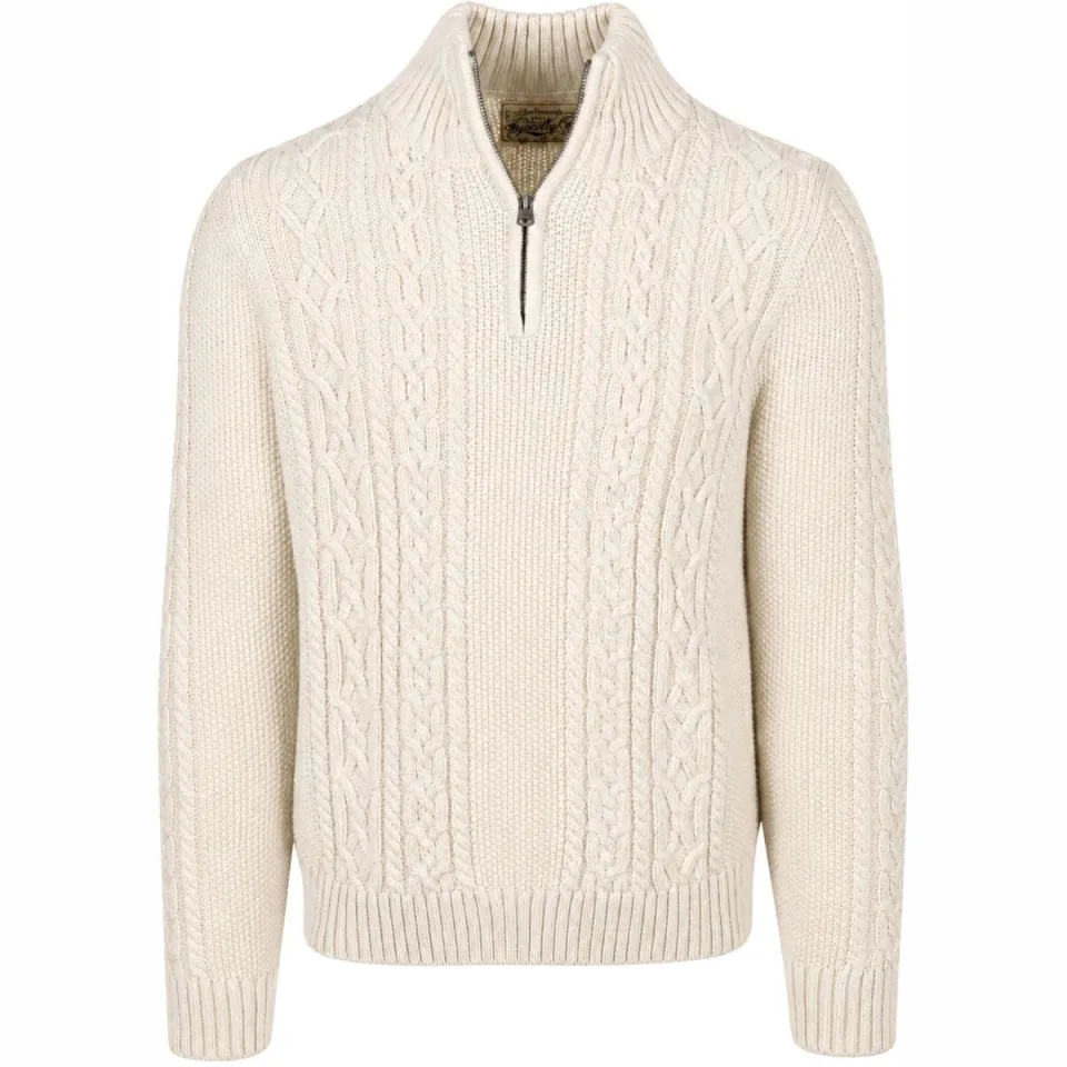 Superdry slim fit gebreide kabeltrui met kabels en wol - ecru, foto 2