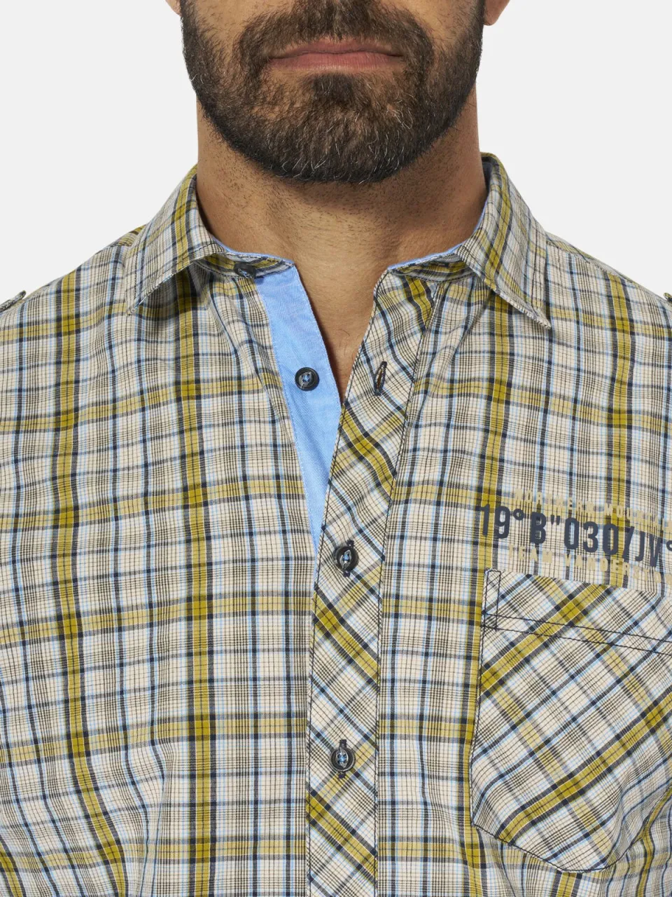 Jan Vanderstorm +FIT Collectie regular geruit casual overhemd Plus beige, foto 6