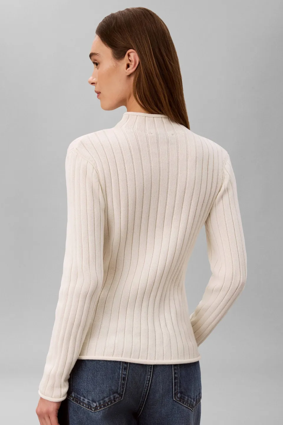 Calvin Klein JEANS katoenen gebreide trui met logo - ecru, foto 4