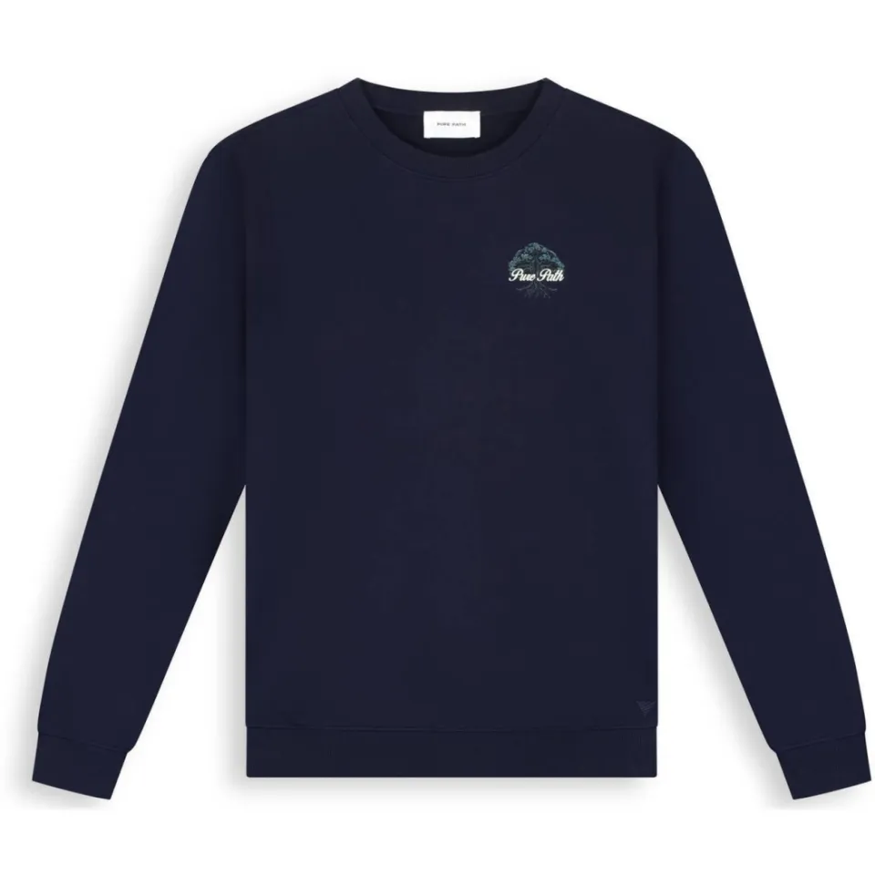 Pure Path katoenen regular fit trui met backprint - donkerblauw, foto 2
