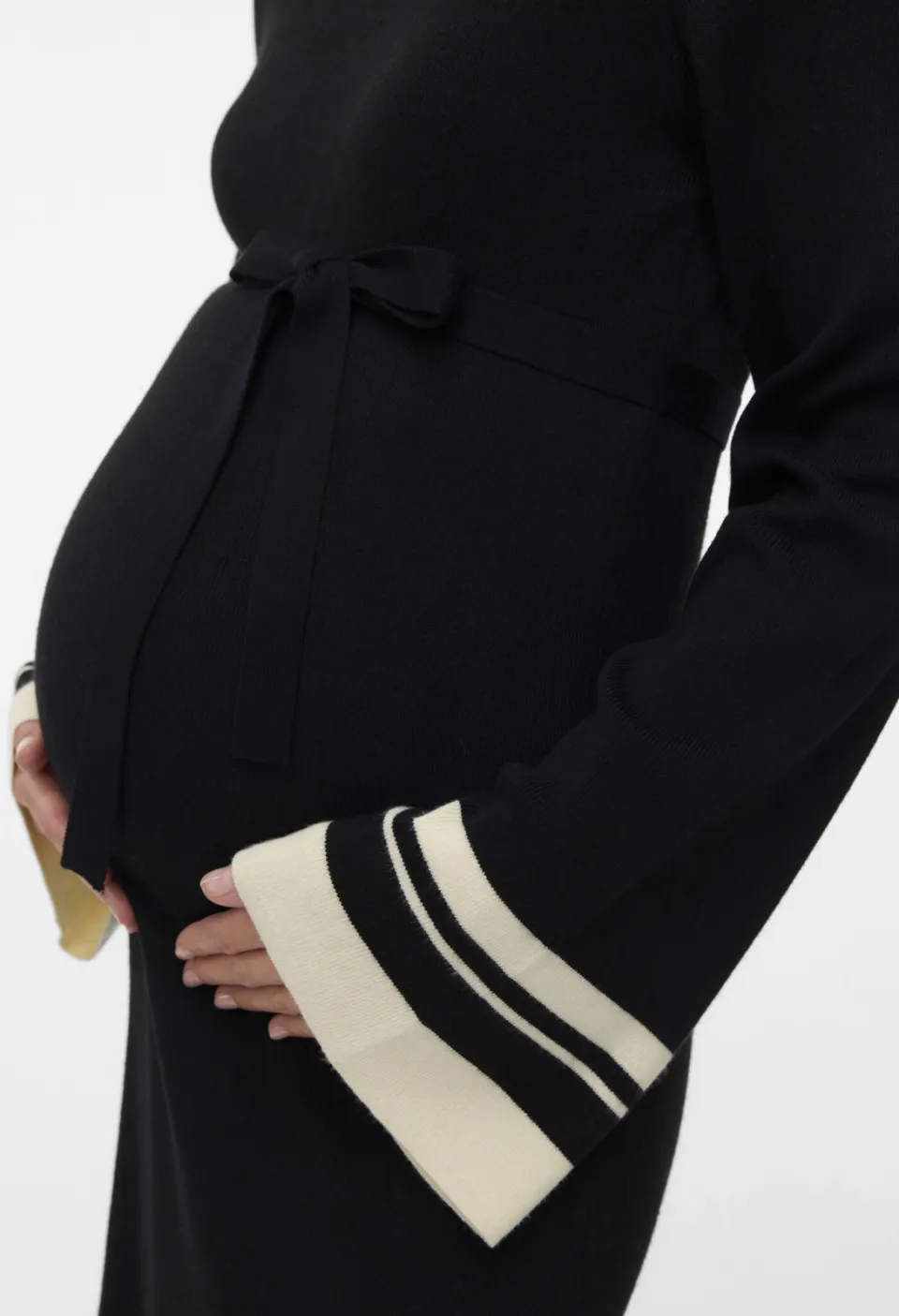 Mamalicious MLSOLA gebreide zwangerschapsjurk zwart/ecru, foto 6