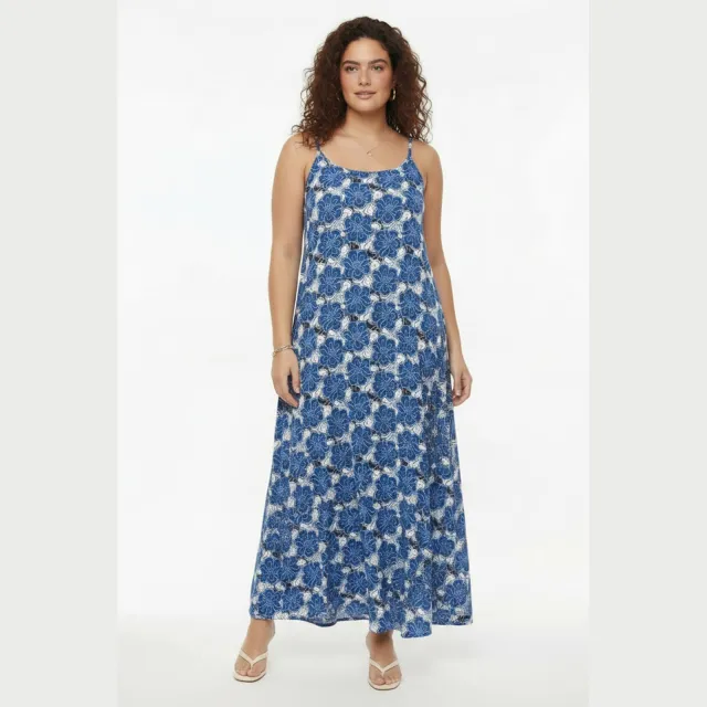 Yoek gebloemde maxi jurk blauw