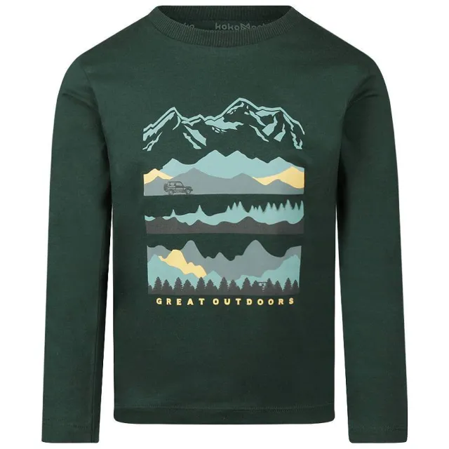 Koko Noko longsleeve donkergroen met print, foto 2