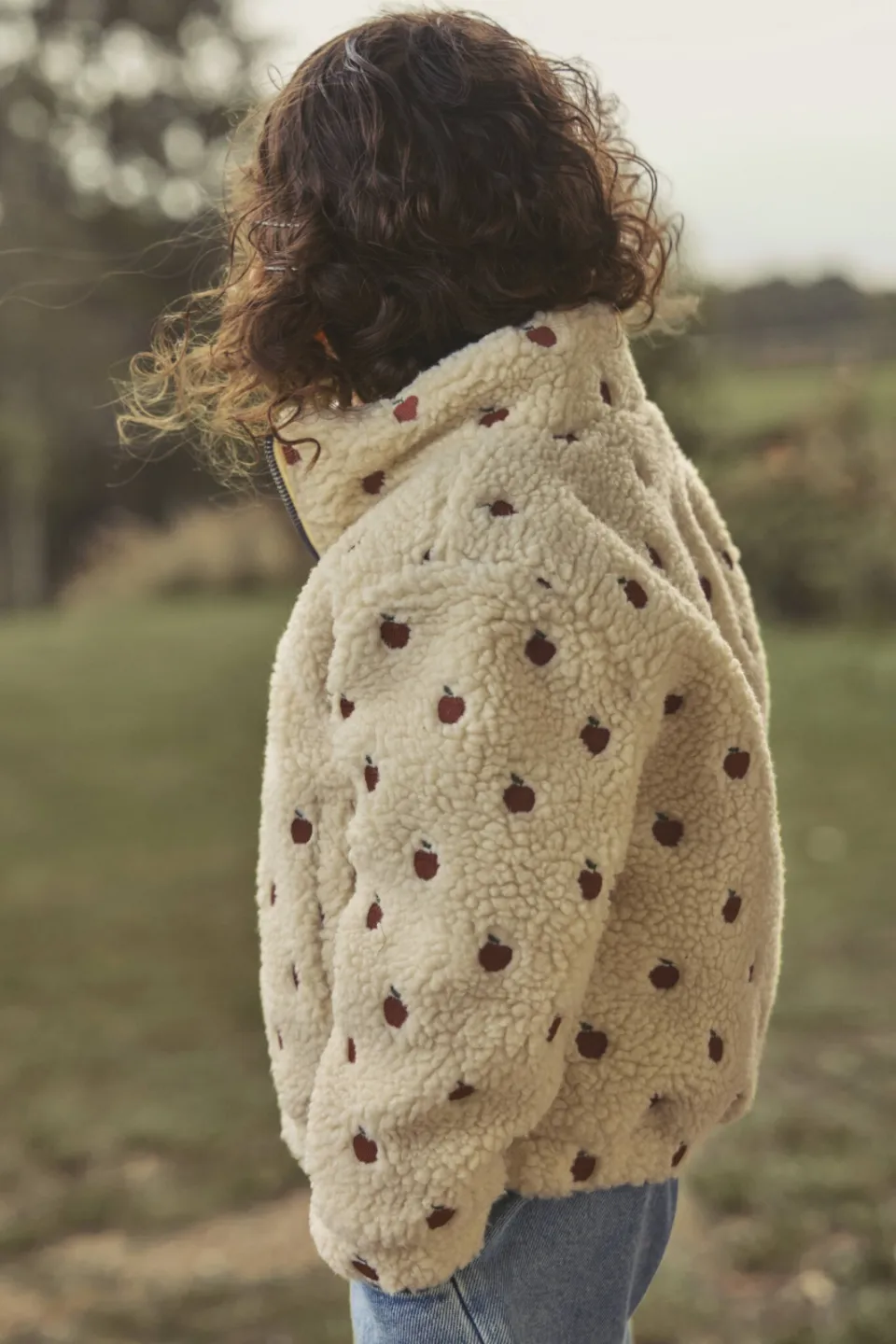 Lil' Atelier MINI teddy jas met appelprint ecru, foto 7