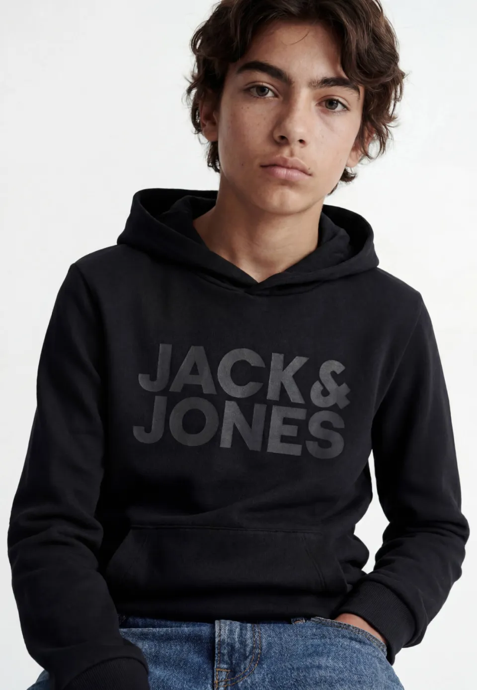 Jack & Jones JUNIOR hoodie JJECORP met logo zwart, foto 5