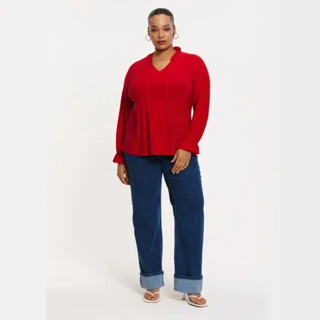 Yoek Tuniek met ruches | Grote maten tuniek | Rood