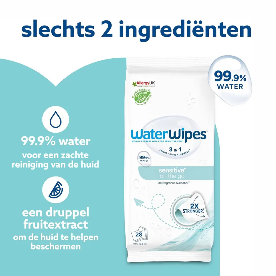 WaterWipes Sensitive On The Go Doekjes – 224 stuks (8 verpakkingen), foto 5