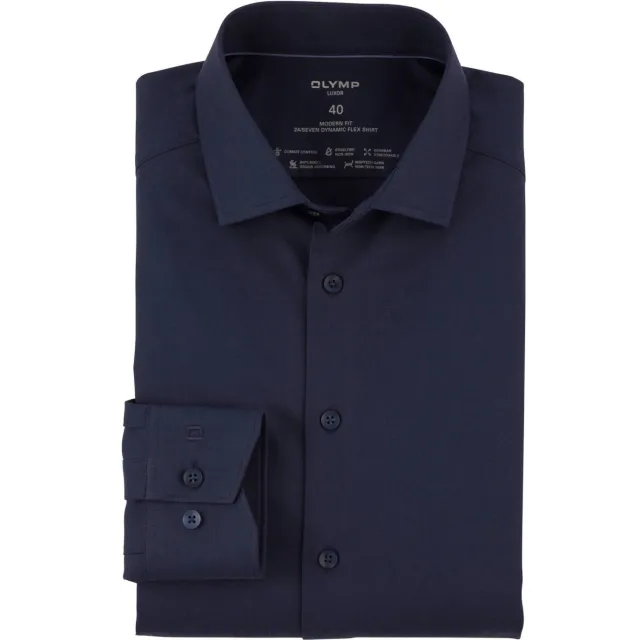 Olymp zakelijk overhemd 24/7 - Luxor modern fit donkerblauw marine