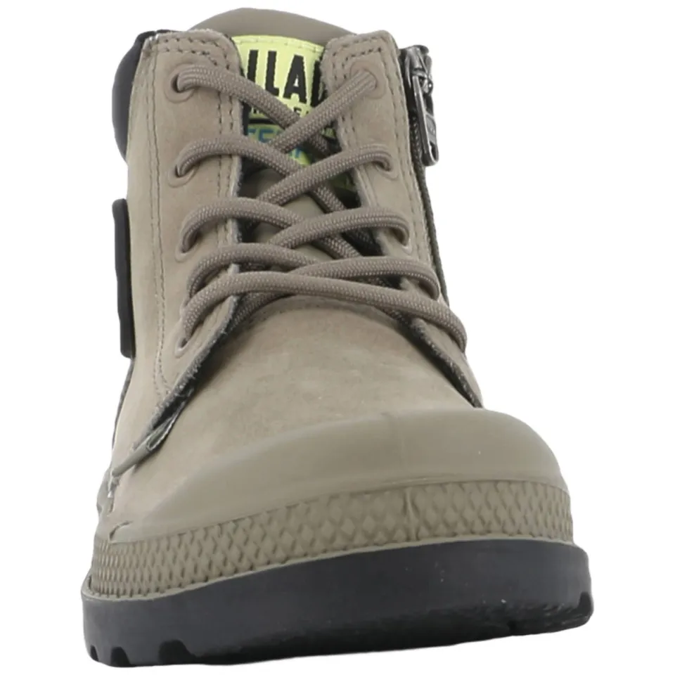 Palladium Peuter/kleuter leren veterschoenen met profielzool - grijsgroen, foto 5