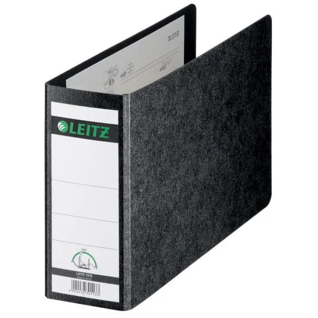 Leitz Ordner leitz 1076 180° zonder sleuven en Randbeschermers 77mm karton a5 zwart