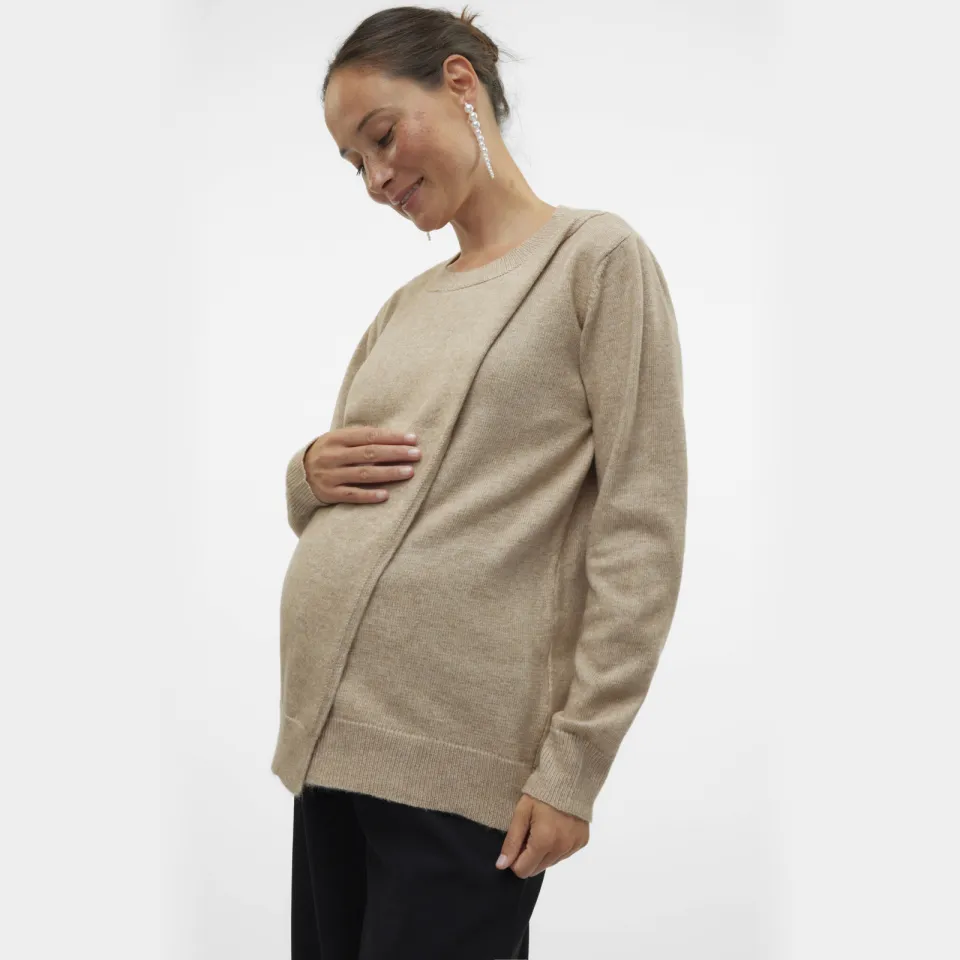 Mamalicious gebreide zwangerschapstrui - beige, foto 6