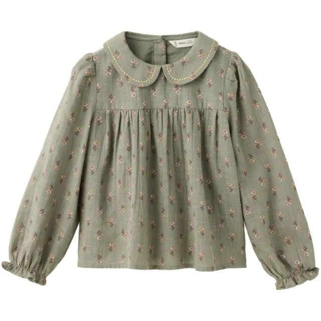 Mango Kids gebloemde blouse - olijfgroen, foto 2