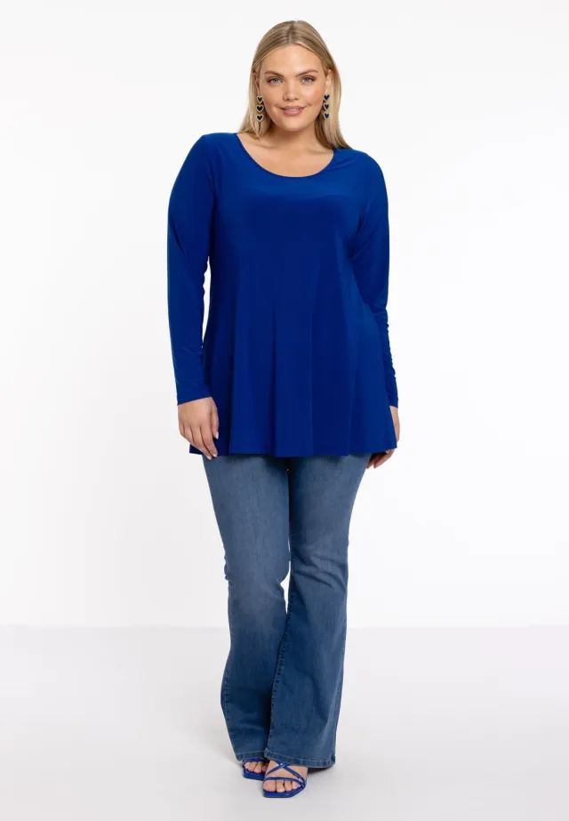 Yoek Tuniek lange mouwen flare | Grote maten tuniek | Blauw
