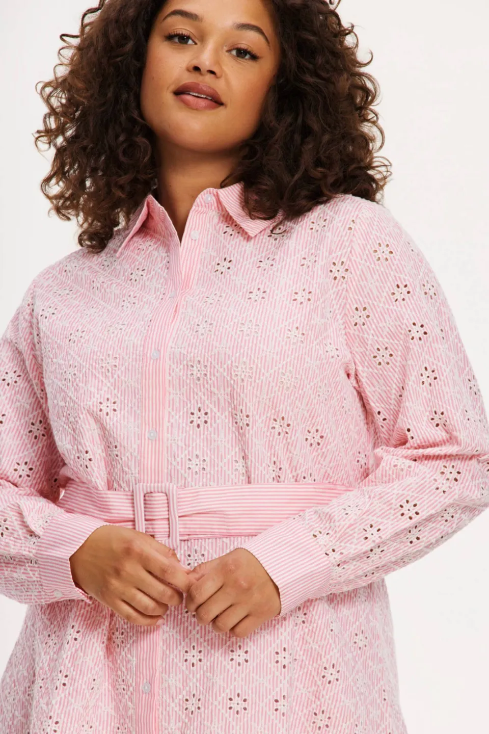 Yoek blousejurk broderie roze, foto 6
