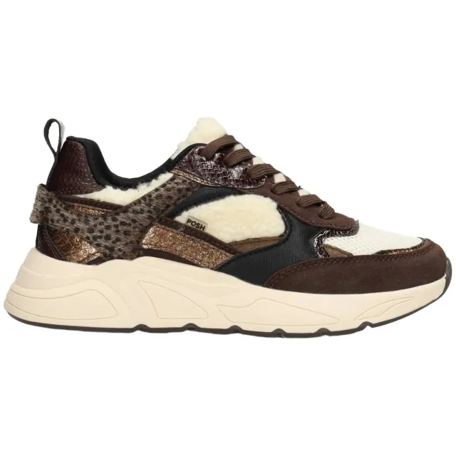 POSH by Poelman Caro chunky suèdelook sneakers - bruin