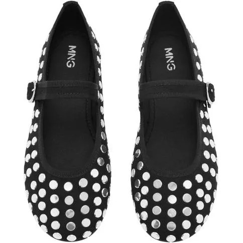 Mango Kids ballerina's met studs - zwart/zilver, foto 4