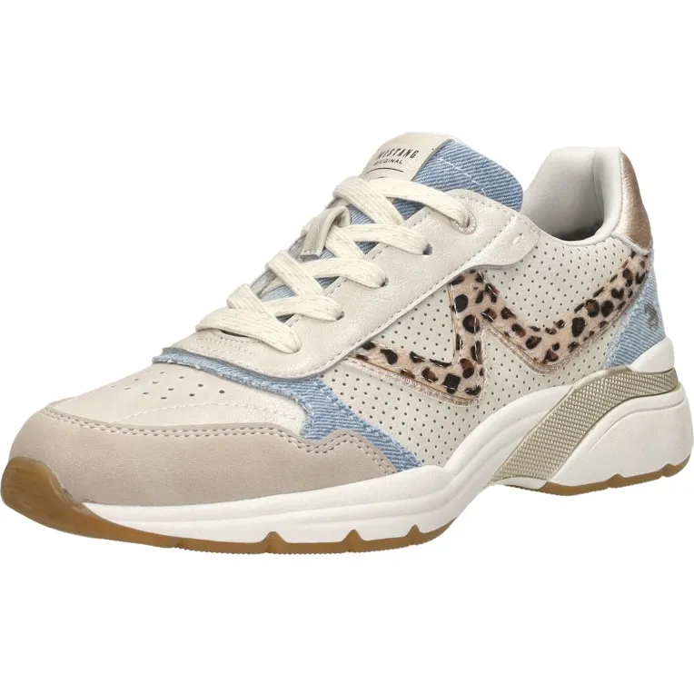 Mustang lage sneakers beige, foto 3
