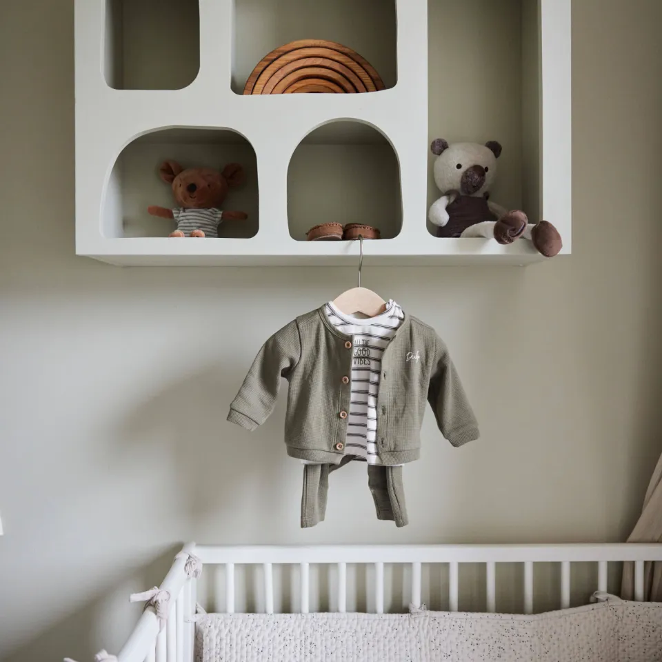 Dirkje vest + longsleeve + broek groen/offwhite, foto 4