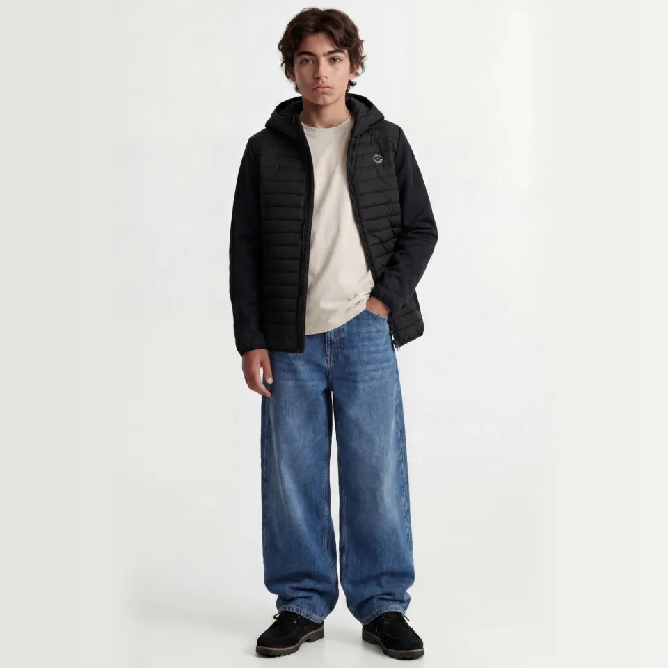 Jack & Jones Junior JJEMULTI gewatteerde tussenjas zwart Black-Set-In Sleeves