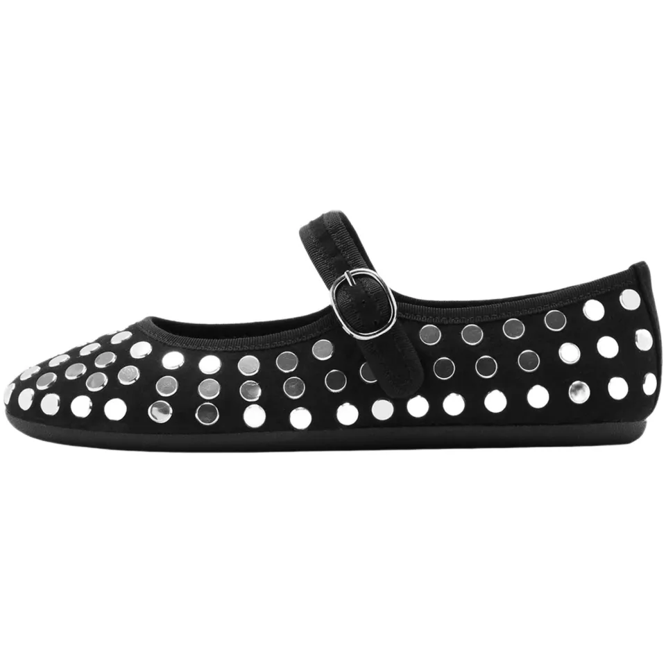Mango Kids ballerina's met studs - zwart/zilver, foto 5
