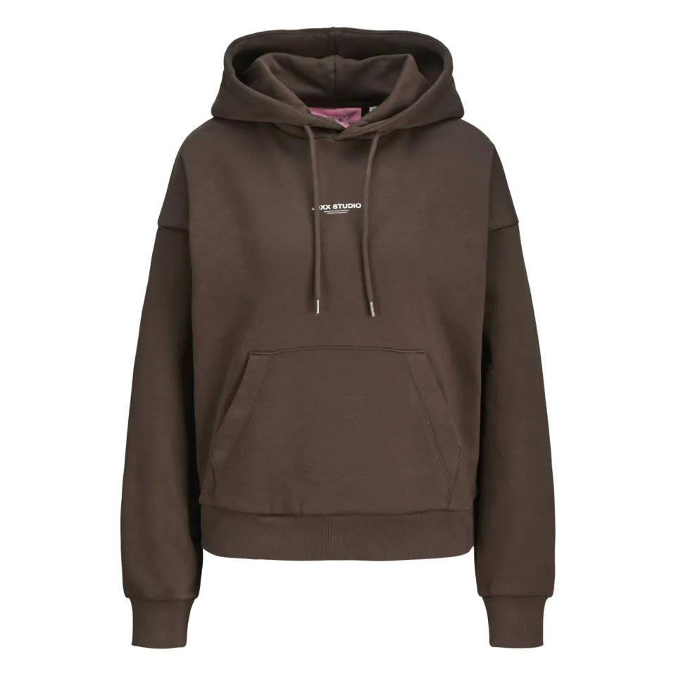 JJXX rechtvallende hoodie - donkerbruin, foto 2