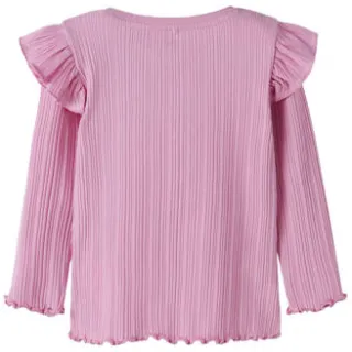 NAME IT MINI slim fit longsleeve met ruches roze, foto 2