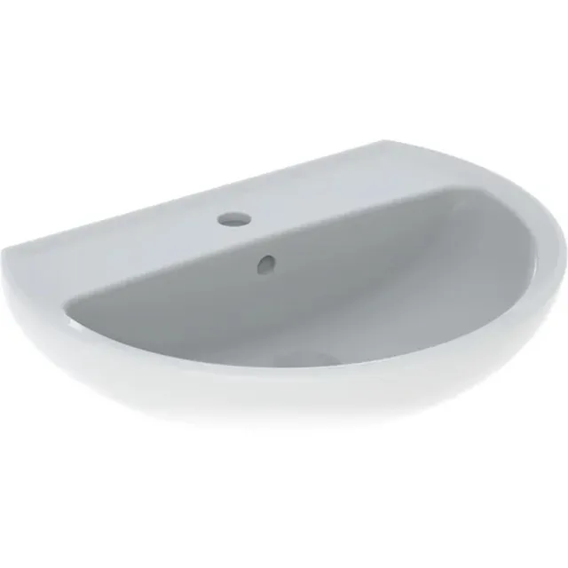 Geberit Wastafel Geberit Bastia 60x45.5 cm Rond met Kraangat met Overloop Glans Wit