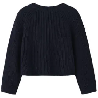NAME IT MINI oversized gebreide trui - donkerblauw Meisjes Katoen Ronde hals, foto 2