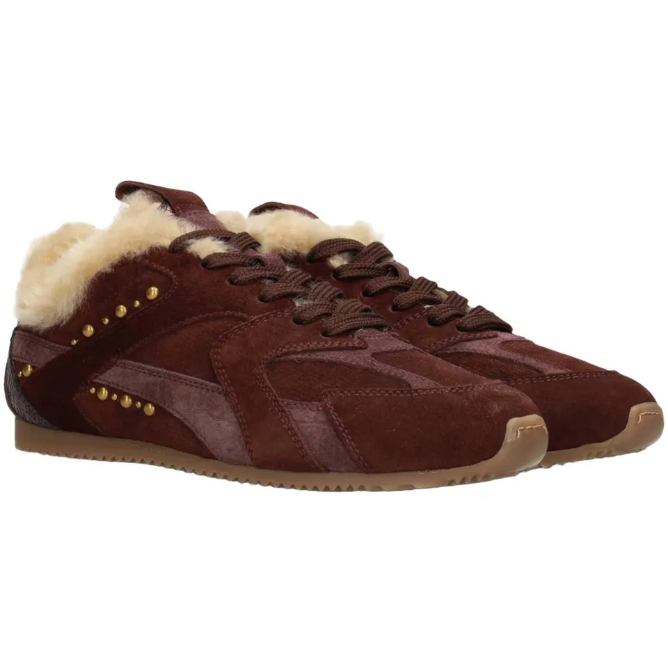 Haboob Tamara suède sneakers met studs - bordeaux, foto 5