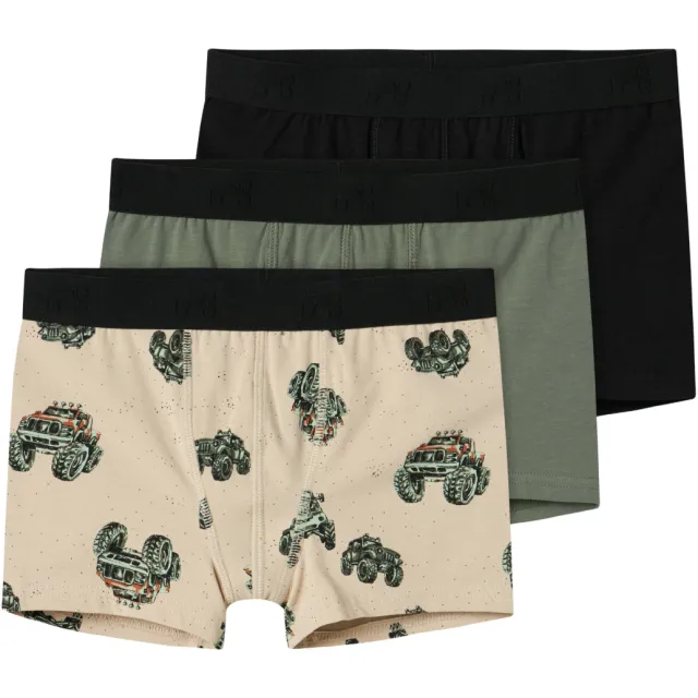 NAME IT KIDS NKMBOXER boxershorts beige groen zwart set van 3, foto 2